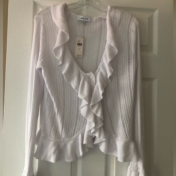 NWT Anthropologie John & Jen Ruffle Cardigan - Picture 4 of 5